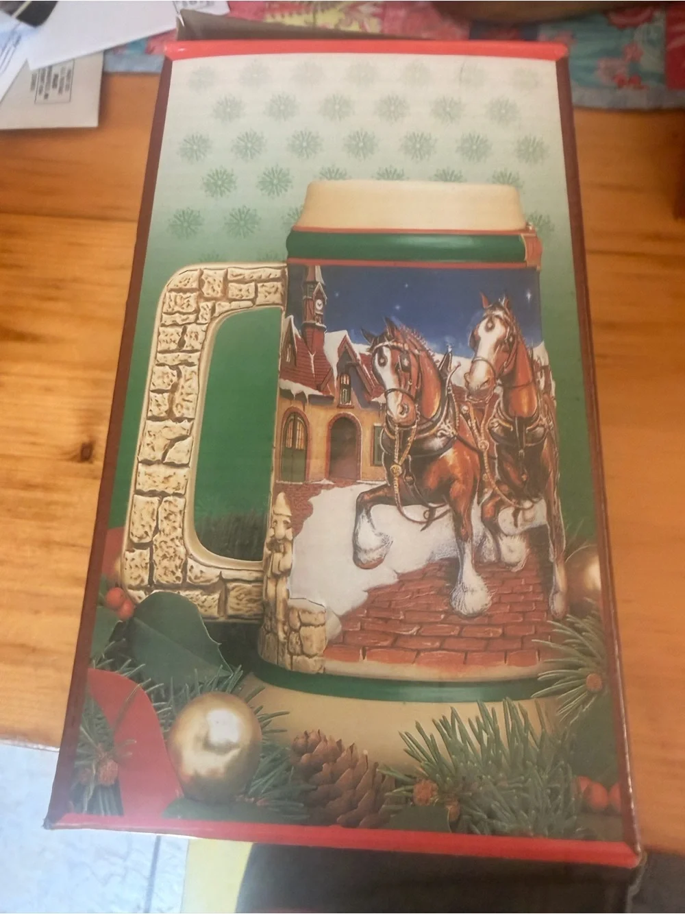 Budweiser Holiday Stein Series 1998 Collector Poster — Red, Green, Cream